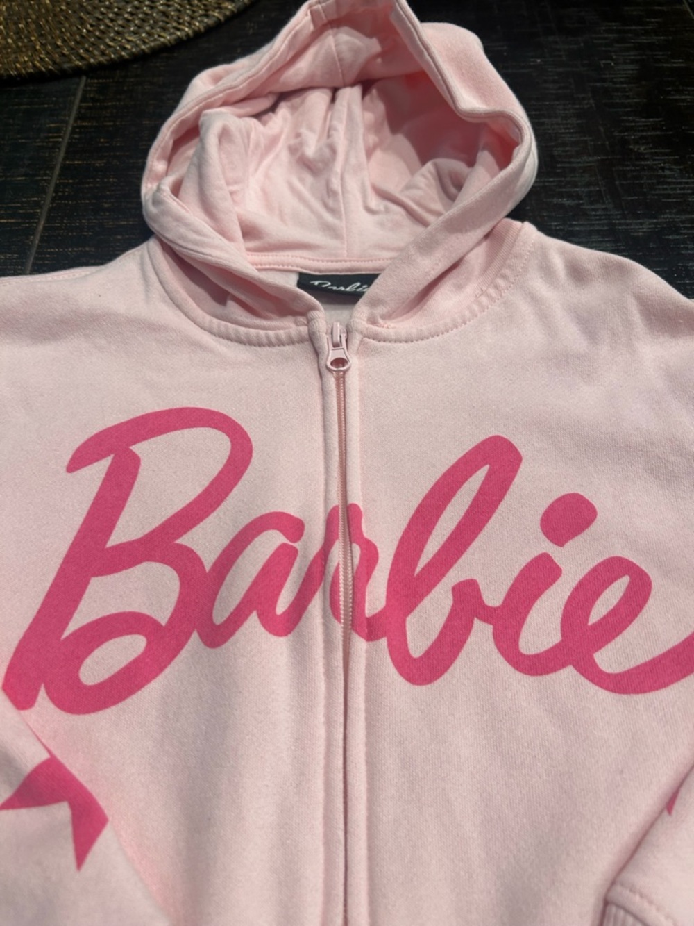 Barbie Light Pink Hoodie with Hot Pink Logo and Sleeve Accents - Picture 2 of 4